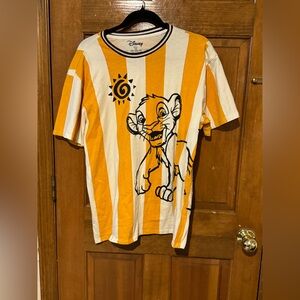 Disney Women’s Simba Striped Tee - Orange and White